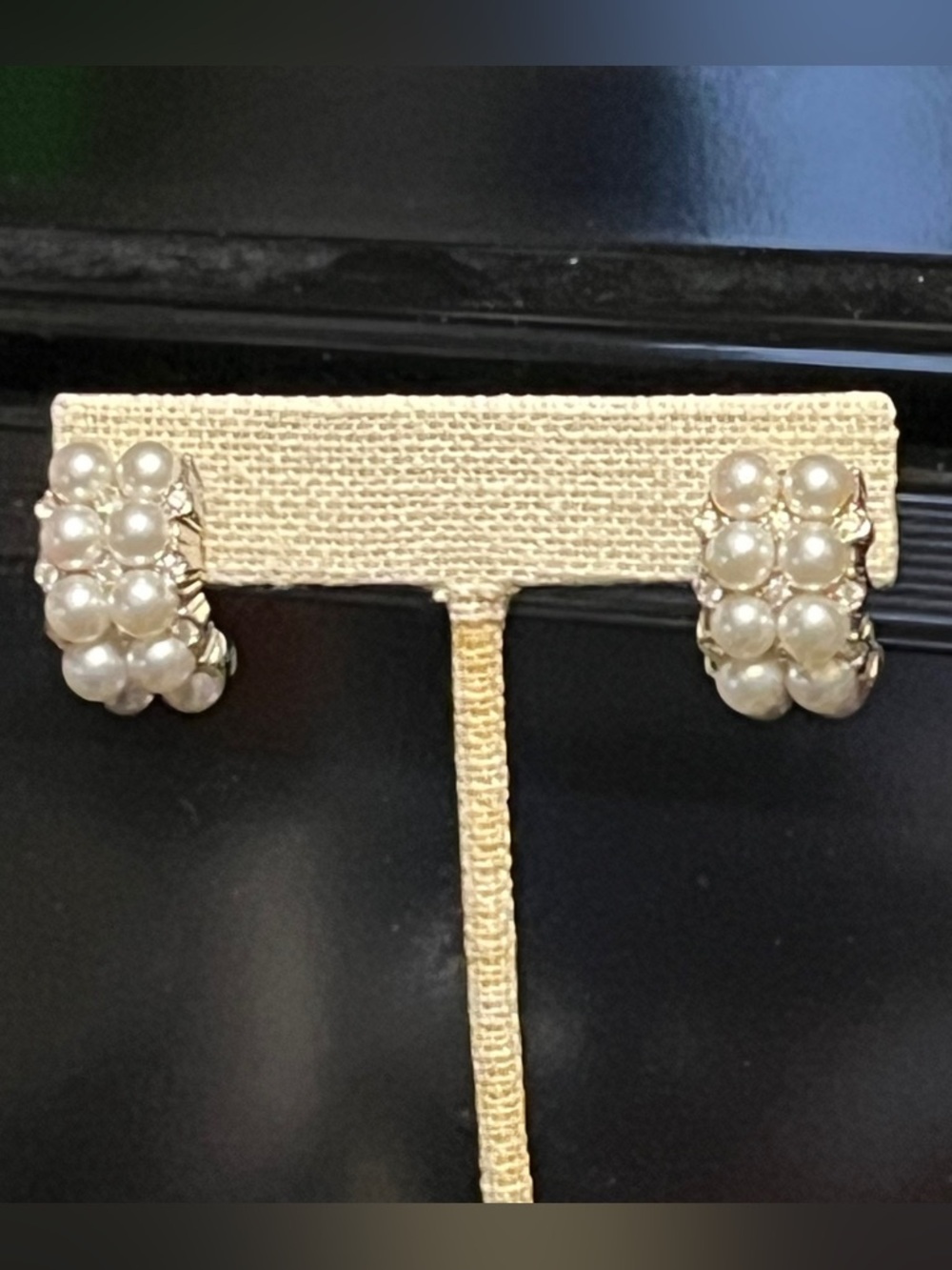 Swarovski Crystals & Pearl Cluster Earrings - Picture 3 of 7